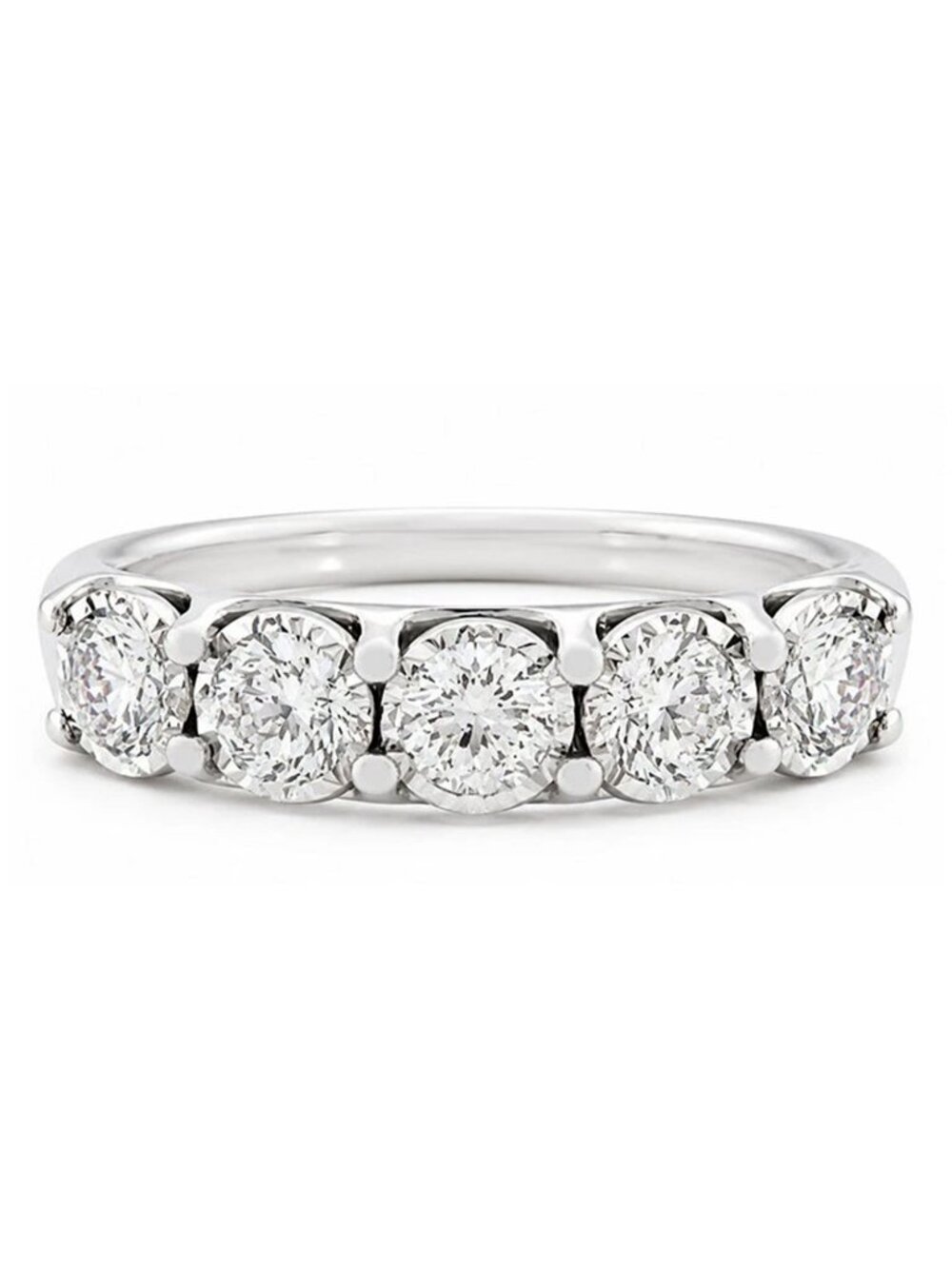 Genuine 1.35 Cts Diamonds Band Ring Solid 10k White Gold